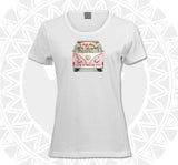 Ladies White Floral Kombi T-Shirt